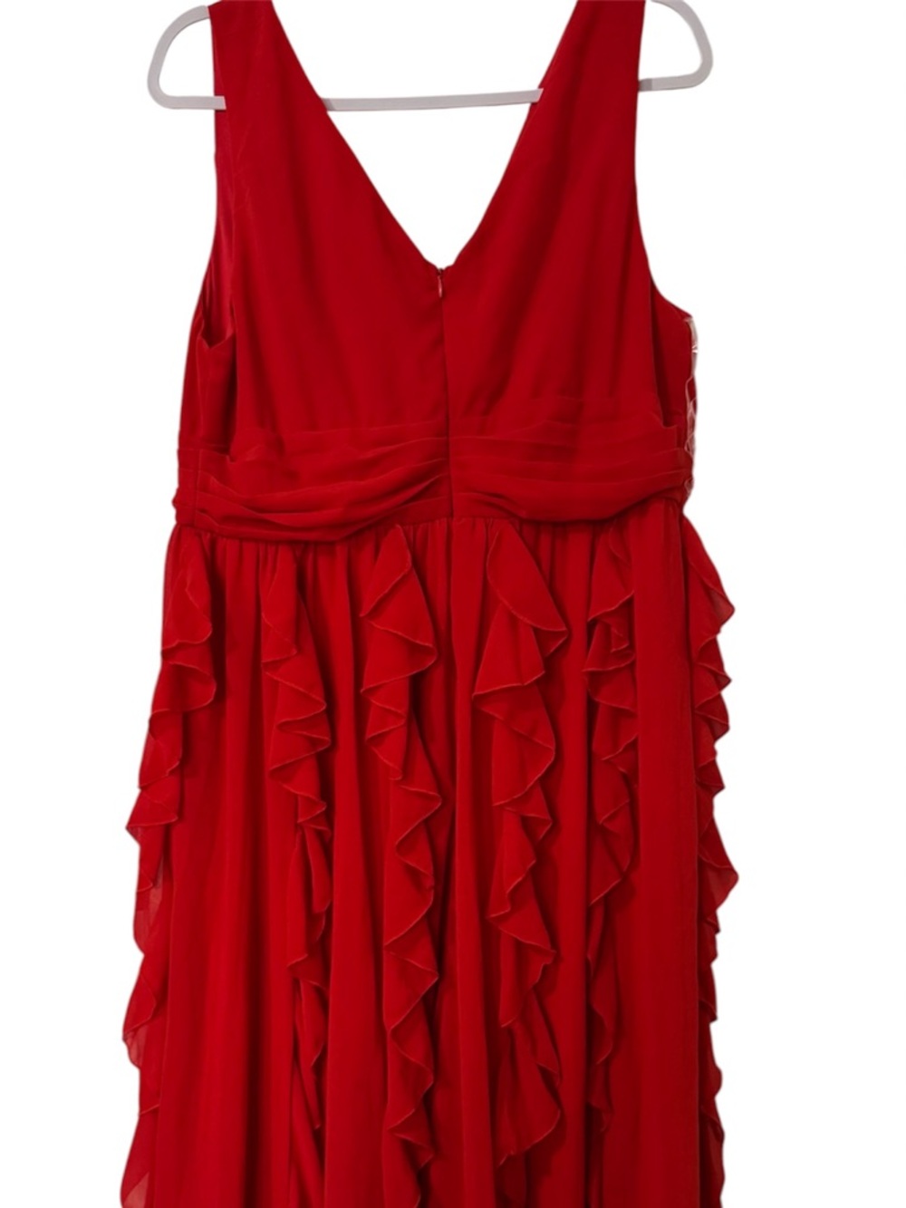Red Ruffle-Back Evening Gown - Picture 5 of 7
